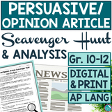 Persuasive or Opinion Article Structural Scavenger Hunt an