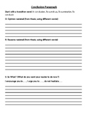 Persuasive writing - Conclusion graphic organizer handout