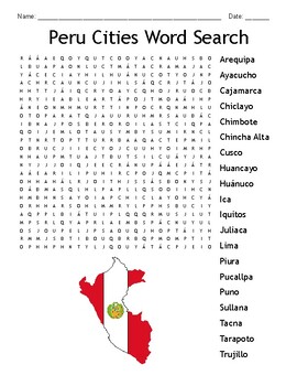 Preview of Peru Cities Word Search