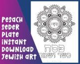 Pesach Seder Plate to Color Hebrew Only