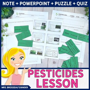 Preview of Pesticides - PowerPoint, Note, Homework, Domino Puzzle and Quiz [EDITABLE]