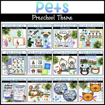 Preview of Pet Activities for Preschoolers Bundle - Math, Literacy, & Dramatic Play Centers