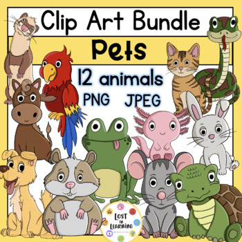 Preview of Pet Animals Clip Art Bundle | 32 images | PNG and JPEG