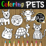 Pet Animals - Coloring Objects Clipart Activity Set