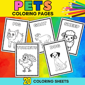 Pet Animals Coloring Pages. Pets Coloring Book by TEACHER GAIA | TPT