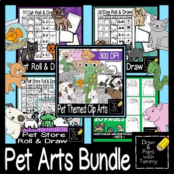 Preview of Pet Art Bundle with How to Draw Roll and Draw and Pet Clip Arts