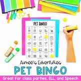 Pet Bingo Game | Vocabulary Words | Language Arts Activity