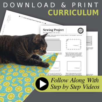 Preview of Pet Blanket Sewing Lesson Instructions & Pattern - Community Service Project