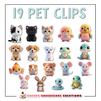 Pet Clip Art | Cute Animal Clip Art | Kawaii | 3D Cuties | TPT