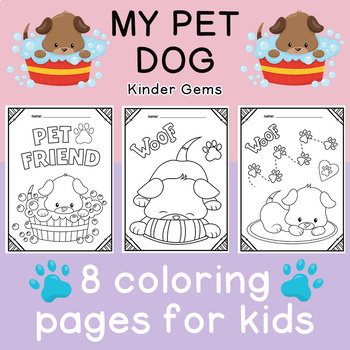 Pet Dog Coloring Pages by Kinder Gems Store | Teachers Pay Teachers