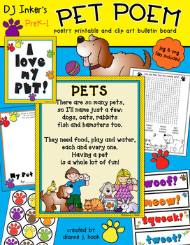 Preview of Pet Poem - Printable Bulletin Board, Clip Art and Fun