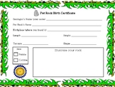 Pet Rock Birth Certificate