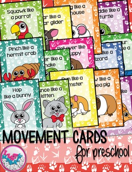 Preview of Pet Shop Animals Movement Cards for Brain Break Transition Activity