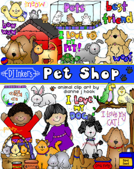 Preview of Pet Shop Critters - Animal Clip Art Dogs, Cats and Little Pets by DJ Inkers