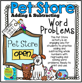 Preview of Pet Store Adding and Subtracting Word Problems with Regrouping