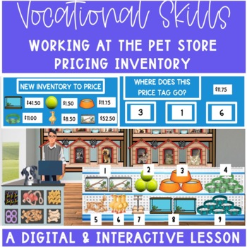 Preview of Pet Store Vocational Task Pricing Merchandise At The Pet Store Digital Lesson