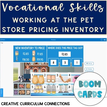 Preview of Pet Store Vocational Task Pricing Merchandise At The Pet Store Boom Cards