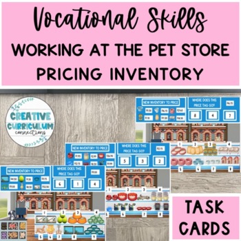 Preview of Pet Store Vocational Task Pricing Merchandise At The Pet Store Task Cards