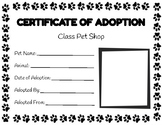 Pet Study (Creative Curriculum) Pet Adoption Certificate