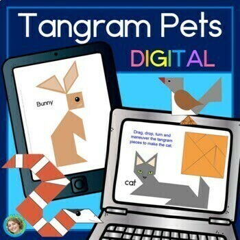 Preview of Pet Tangrams Congruent 2D Shapes Math Puzzles Brain Teasers Digital Version