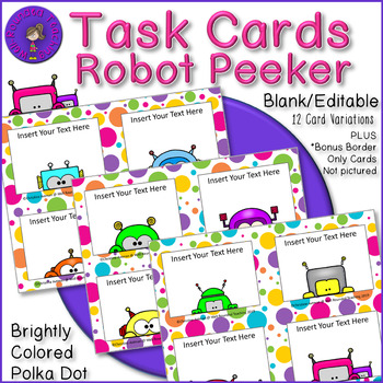 Preview of Task Cards - Peeker Robots EDITABLE