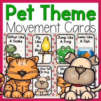 Preview of Pet Themed Brain Break Cards - Pet Themed Activities
