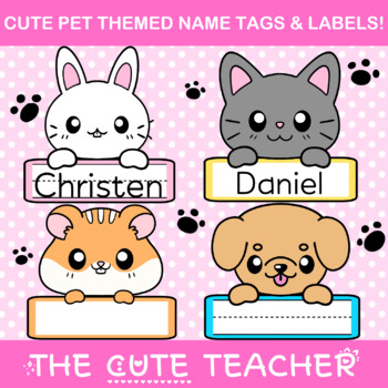 Cute Animal Name Tags - Pet Themed Classroom Decor - Printable Labels