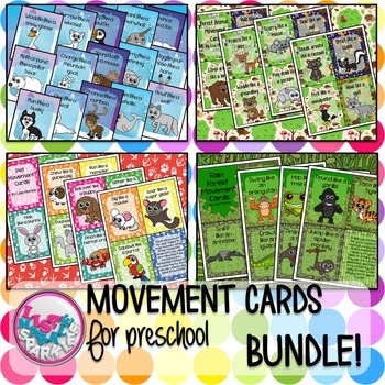 Preview of Pet Woodland Rain Forest Arctic Animal Movement Cards for Preschool BUNDLE