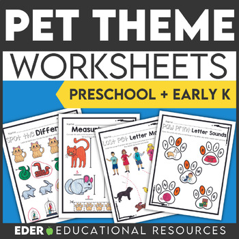 Preview of Pet Worksheets for Preschool | Pet Preschool Worksheets Pre-K Kindergarten