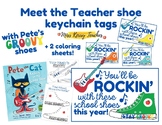 Pete Meet the Teacher Shoe Keychain + Coloring Pages Label