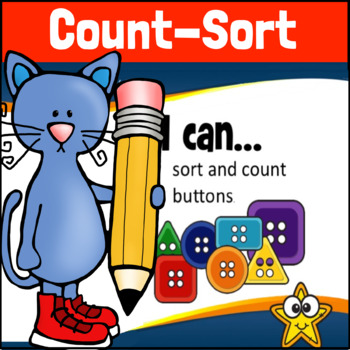 Preview of Pete Sort and Count Buttons | BOOM CARDS | Distance Learning