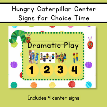 Preview of Hungry Caterpillar Choice Time Center Signs for PreK