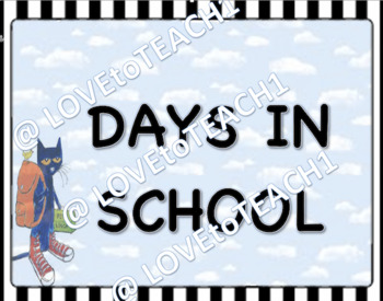 Preview of Pete The Cat - Counting Number of Days in School Using Ten Frames: EDITABLE
