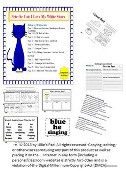 Preview of Pete The Cat: "I Love My White Shoes" Companion Activities