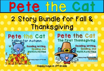 Preview of Pete the Cat Falling for Autumn & The First Thanksgiving Bundle Just Print & Go!