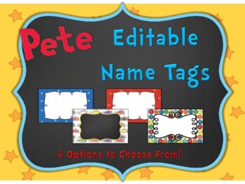 Pete the Cat Inspired Editable Name Tags by April Showers TpT