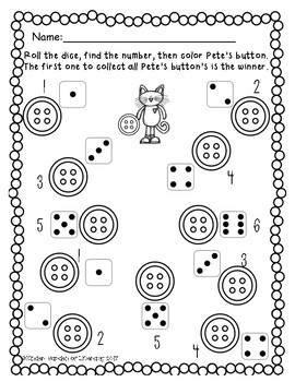 Pete the Cat Math Buttons by Kinder-Garden of Literacy | TpT