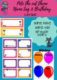 Pete the Cat-Student desk name plate, name tag and birthda