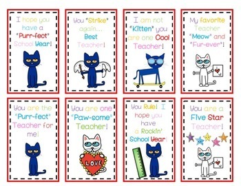 Pete the Cat Themed Tags for the Teacher by PreK Learning Circle