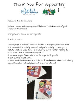 Preview of Pete the Cat Valentine's Day is Cool Friendship Supplement