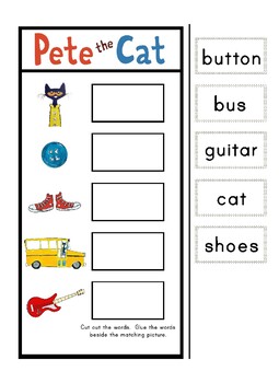 Pete the Cat Vocabulary Words by Erica Bode | Teachers Pay Teachers