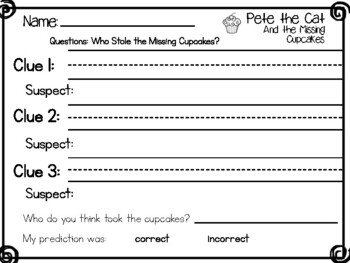 Printable Pete The Cat And The Missing Cupcakes Activities