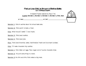 Preview of Pete the Cat's Groovy Bake Sale - Reader's Theater and Recipe
