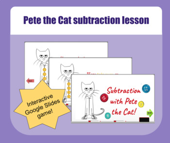 Preview of Pete the Cat subtraction lesson - Distance learning