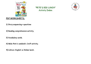 Preview of Pete the cat "Pete's big lunch"