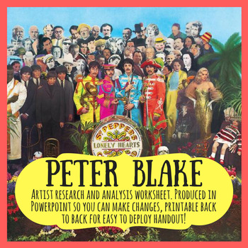 Preview of Peter Blake artist research and analysis worksheet