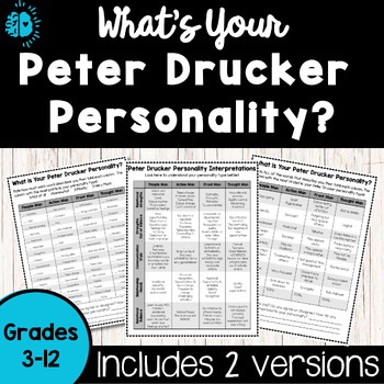Preview of Peter Drucker Personality Type Quiz | Get to Know You Inventory | Back to School