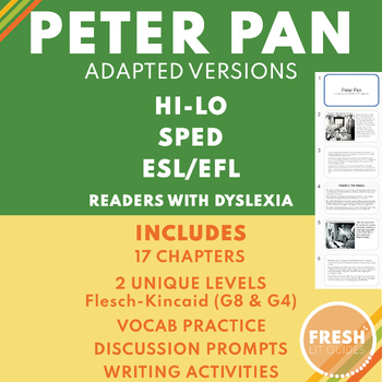 Preview of Peter Pan | Hi-Lo Adapted Versions for ELL/ESL, SPED, Dyslexia