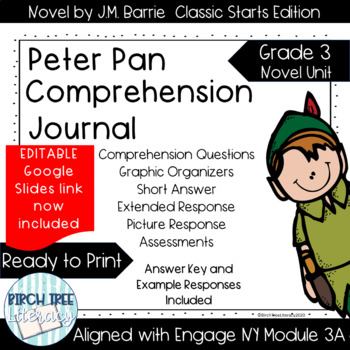 Preview of Peter Pan Novel Unit Comprehension Journal (w/ Google Slides) EngageNY Module 3A
