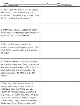 Peter Pan Themed Area and Perimeter Word Problems by Gretchen Tringali